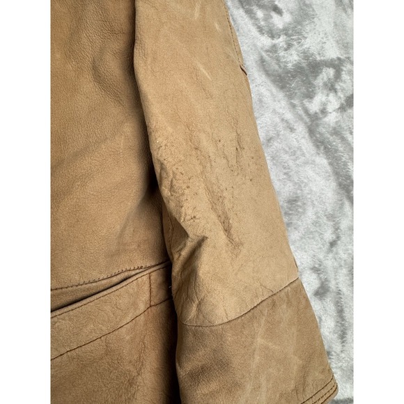 Vintage Paris Sport Club Brown Leather Barn Jacket Mens Small Chore Western Y2K - Picture 10 of 12